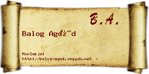 Balog Agád névjegykártya